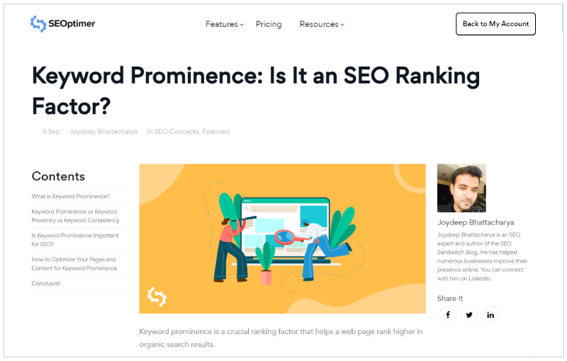 keyword prominence blog post